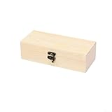Joyero de madera de pino, caja de manualidades de madera sin terminar para pintura de bricolaje, caja de almacenamiento con tapa de bloqueo para pequeñas baratijas, estuche organizador de viaje