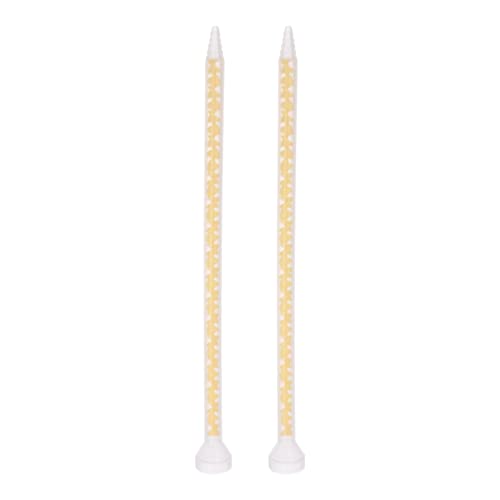 sourcing map 2 Pcs Epoxy Tubes Static Mixer, 9.45-inch Plastic Resin Mixing Nozzle Round Connector for AB Glue Adhesive Gun Applicator 400ml Cartridges, Yellow