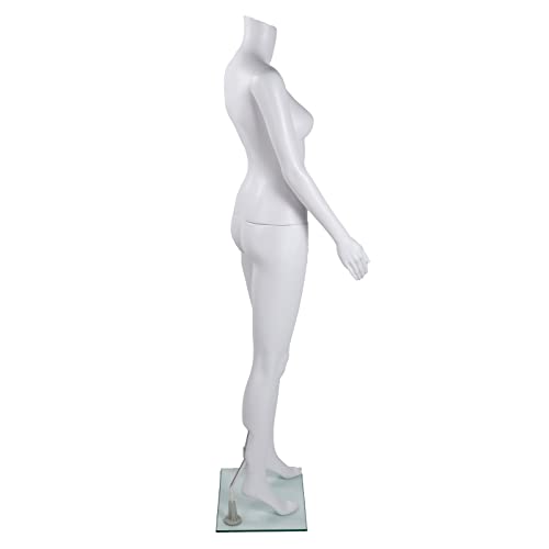 Female Headless White Plastic Mannequin With Straight Arms - Height 5'4" With Base (Size 6, Chest 33", Waist: 24 1/2", Hips 34", Shoe Size 6) - Women's Full Body Clothing Mannequin #TOP5