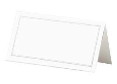 Pack of 50 White and Silver Border Wedding Table Name Place Cards