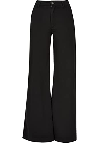 Urban Classics Ladies High Waist Wide Leg Chino Pants, Pantaloni, Donna, Nero (Black), 27 - 5