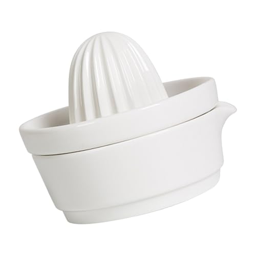 DONFAMDS Exprimidor Manual de Frutas de Cerámica Blanco, Práctico y Desmontable para Limón y Naranja, Herramienta Portátil para Jugos Frescos en Cocina Doméstica