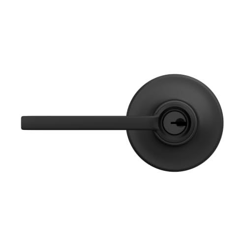 Image of SCHLAGE Latitude Keyed Entry Door Handle, Reversible, Matte Black | Keyed entry lever door handle with turn-button lock, Easy to install, Certified security & durability, Universal fit, 2 keys