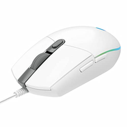 Logitech G203 Lightsync Gaming Mouse with Customizable RGB Lighting, 6 Programmable Buttons, Gaming Grade Sensor, 8 k dpi Tracking, Light Weight (White)