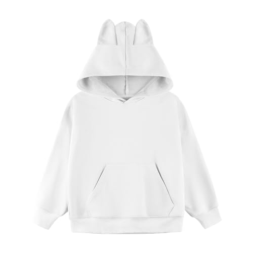 Generico Sudadera con Capucha Niñas Otoño Suave Niña Hoodie Casual Ligero Cómodo Sudaderas de Manga Larga Deportivo Invierno Streetwear Jersey Niña Color sólido Y2k Suéter con Bolsillos, Negro , 14