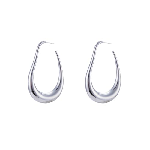 Boucles d'oreilles grand cerceau en acier inoxydable géométrique durable