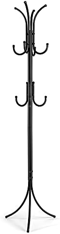 anzaar Coat Rack Freestanding, Coat Tree Hat Hanger Holder 11 Hooks for Jacket Umbrella Tree Stand with Base, Entryway Furniture for Home Office Floor Hanger Organizer Metal Coat Rack