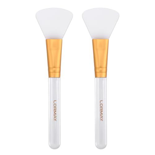 LORMAY Jelly Brush | 2 Pcs Silicone Face Mask Brushes | Facial Applicators for Even Coverage | Skincare Enhancer | Transparent Handles | All Skin Types | Kbeauty Accessory | Fan-shaped Head