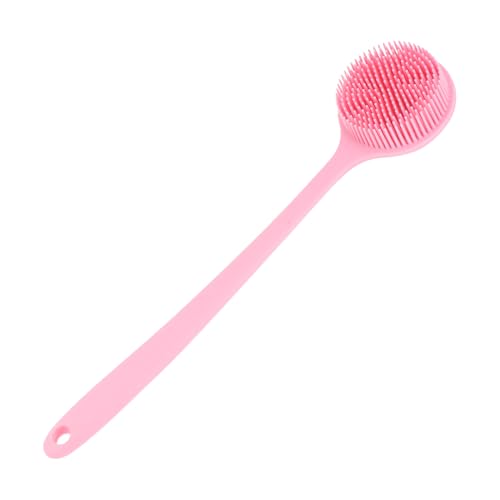 TEHAUX Cepillo de Ducha de Silicona Mango Largo Cepillo Exfoliante Corporal Cerdas Suaves para Masaje y Limpieza Rosa Adecuado para Cuidado Piel