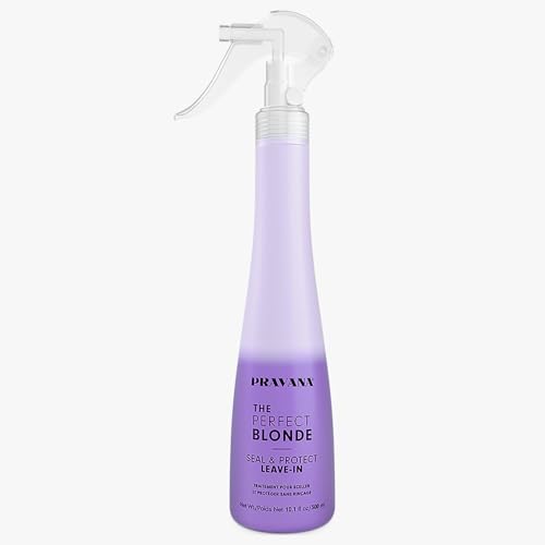 Pravana The Perfect Blonde Seal & Protect Leave-In Conditioner Spray Treatment Detangler | Neutralizes Brassy, Yellow Tones | For Color Treated Hair | Chromasilk Enhances Shine & Protection | Vegan