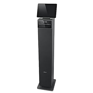 Muse M-1350 BTC Bluetooth luidsprekertoren met geïntegreerde subwoofer (CD/MP3-speler, FM PLL radio, wekfunctie, NFC, afstandsbediening, 120 watt, houten behuizing, USB, AUX-in, audio-in) zwart