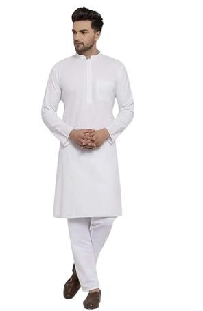 Men's Cotton Blend Linen Slim Fit Kurta Pyjama Set, Plain Solid Full Sleeves, Mandarin Collar, Traditional Indian Outfit for Festivals-image-32