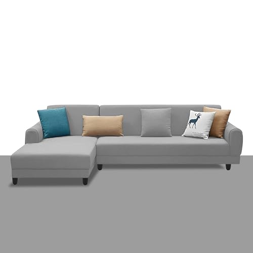 Image of Kraven LHS 6 Seater L Shape Sofa Set for Living Room (Grey Fabric) Premium Fabric Sofa