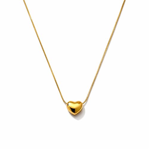 Image of VELYN Gold Plated Heart Pendant Necklace for Women | 16 inch + 2 inch Adjustable Chain | Minimal Daily Wear Jewellery | Gift for Girls, Wife & Girlfriend