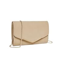 Miss Lulu Borsa Pochette Donna, Borsetta Donna Elegante, Pelle Scamosciata Morbida, Borsa a Catena Su Pochette Per Ragazza,Beige Chiaro