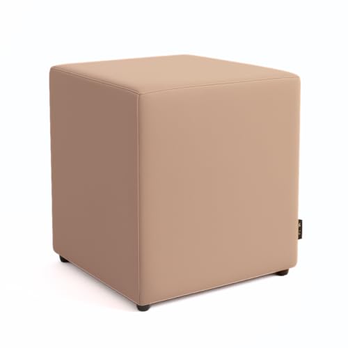 Puff Banqueta Quadrado Cubo Assento Decoração Conforto Eventos Comodidade Sala Quarto (Bege Corino)