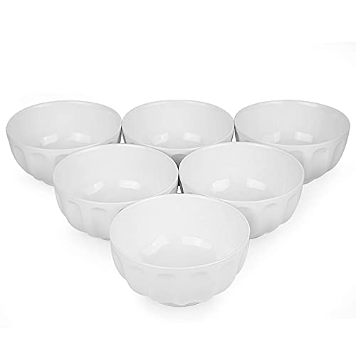 Amhomel FLUTEDBOWL-WHITE--26OZ-6 Porcelain Fluted Bowls Set Of 6 thumb #3
