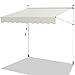 Jiubiaz Store enrouleur avec manivelle - Beige - 350 x 120 cm - Hauteur réglable - Sans perçage - Auvent de balcon - Avec armature - Résistant aux UV