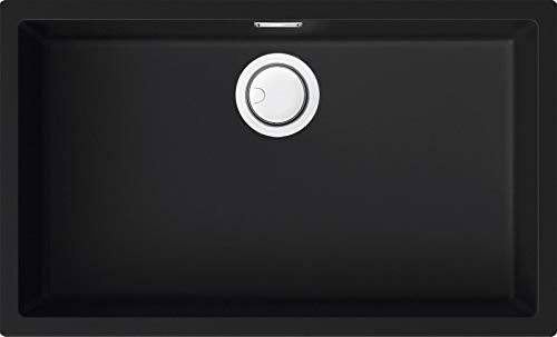 ELLECI LKZ13086 Zen 130 Évier de Cuisine encastré/Suspendu en KERATEK, Noir
