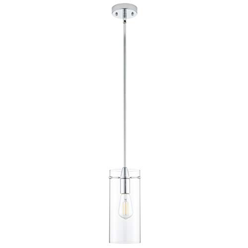 Linea di Liara Chrome Pendant Lights Kitchen Island - Large Clear Glass Pendant Light Fixture