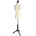Female Mannequin Torso Dress Form Adjustable Height Black Tripod Stand Base Style Dress Jewelry Display, Beige