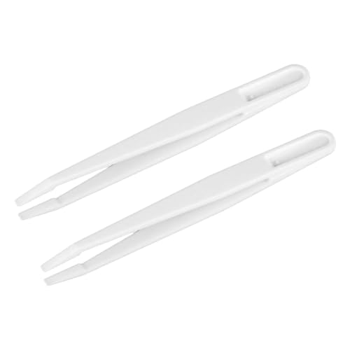 2pcs Kunststoffpinzette Pinzette mit flachen Spitzen, Kunststoff Hitzebeständige antistatische Pinzette Repair Tool(weiß)