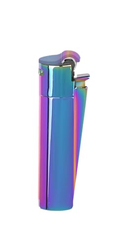 Clipper 1 Encendedor Mechero Clásico Largo Metal Icy Colours Colors 2 Multicolor Arcoiris + 1 Llavero