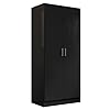 Madesa 2 Door Wardrobe Armoire Closet Hanging Storage Cabinet with Shelf 31 Inch Organization Unit for Bedroom and Office Black