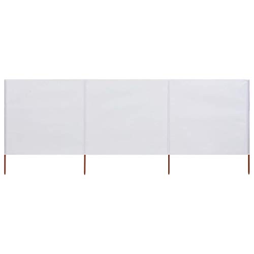 Rompevientos de 3 paneles para caravana y playa, cortavientos de madera, 400 x 120 m, color blanco arena