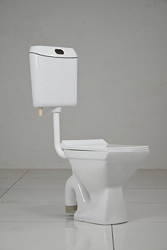 Image of Clay Plus EWC-SQUARE-FRONTBUTTON - Premium Grade EWC Western Toilet Commode With Soft Close Slim Seat Cover And Flush Tank