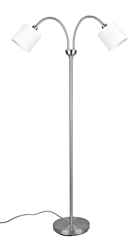 Reality Leuchten Stehleuchte Tommy R46332001, Metall Nickel Matt, Stoffschirm Weiß, Exklusiv 2x E14 Reality Leuchten Stehleuchte Tommy R46332001, Metall Nickel Matt, Stoffschirm Weiß, Exklusiv 2x E14