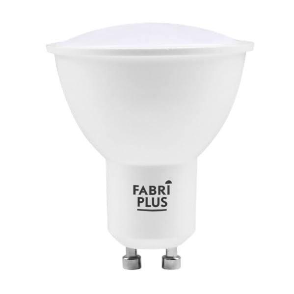 Bombilla GU10 Dicroica de 8W y 6000K de Fabriplus. Dimmable, con 760 lm para una iluminación brillante y eficiente. Tamaño compacto: 5,8x4,9x4,9 cm, ideal para cualquier espacio.