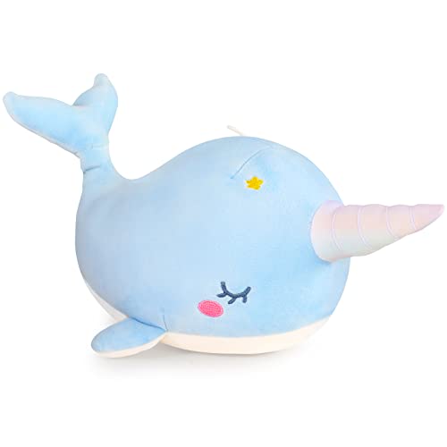 Kawaii Peluche licorne spongieuse pour filles, oreiller super doux en peluche avec corne colorée, accessoires de chambre de fille, jouets confortables pour petite amie Cover