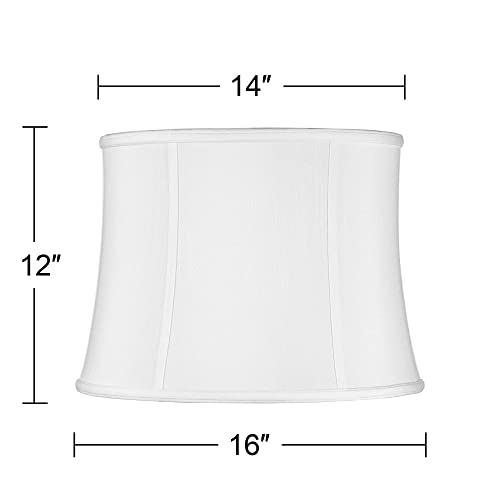 Imperial Collection White Medium Drum Lamp Shade 14" Top X 16" Bottom X 12" Slant (Spider) Replacement With Harp And Finial - Imperial Shade #TOP3