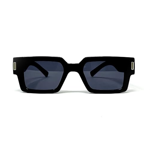 Small Black Rectangle Sunglasses with Black Polarized Lens