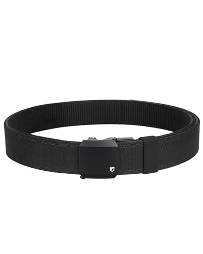 FAIRWIN Tactical Gun Belt Ratchet CCW EDC Stiff Heavy Duty Work 1.5 Battle Concealed Carry Rigid Patented Nylon Men Belts (Black M(37-43 Waist))