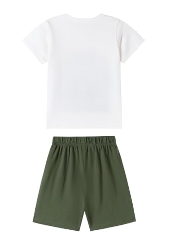 Image of HILEELANG Toddler Boy Summer Outfit Set 2 Piece Short Sleeve T Shirt and Short Soft Breathable Cotton Clothing Sets 2-7T