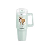 E&S Pets SERENGETI 40 Oz Ultimate Tumbler with Handle and Straw - Vacuum Insulated Tumbler with Straw and Lid - Stainless Steel Travel Mug for Pet Lovers - 3D Designs of your favorite Dog (Boxer)