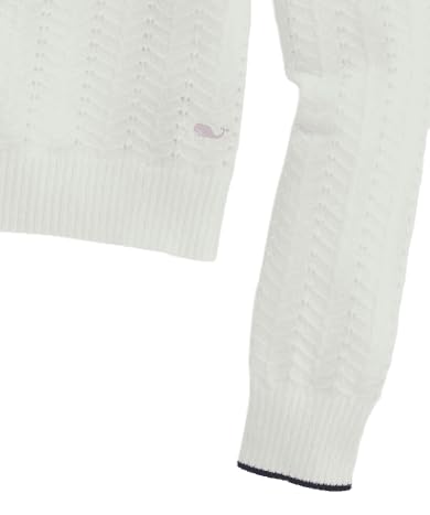 vineyard vines Girls Novelty Stitch Puff Sleeve Crew Sweater, Marshmallow, Small2