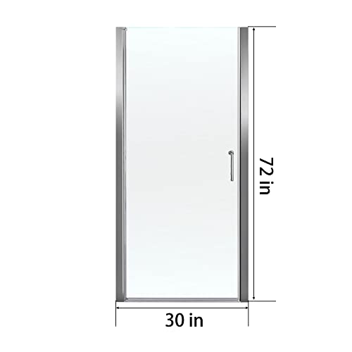 Grogro Pivot Shower Door,30-31.5" W X 72" H Frameless Glass Shower Door With Seal Strip Parts And Handle,1/4 In Thick Clear Tempered Glass,Chrome Finish,Shower Doors Can Be Installed Left Or Right #TOP3