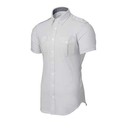 Men's Slim Cut White Label Short Sleeve Tall Pilot Shirt2