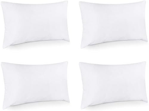 Image of Utopia Bedding Throw Pillows (Set of 4, White) - 16 x 26 Inches Down Alternative Pillows for Bed, Sofa, and Couch - Fluffy Decorative Stuffer Pillow for Indoors & Outdoors