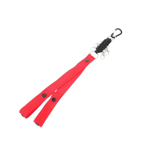 Parliky Correa para Pompones de Animadora Deportiva con Botón a Presión Diseño Ajustable Cinta Negra con Rojo para Mochila Accesorio Portátil para Fijar Pompones y Organizar Accesorios