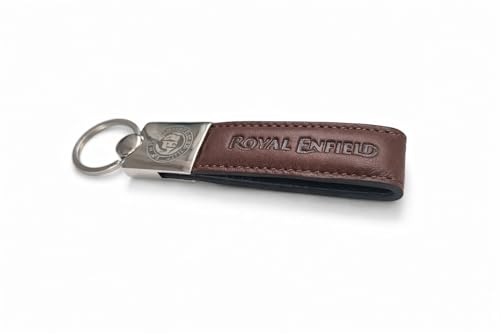 Image of Leather Strap Keychain, Embossed Logo Design, Durable Premium Key Ring for Bike Lovers & Gift Use