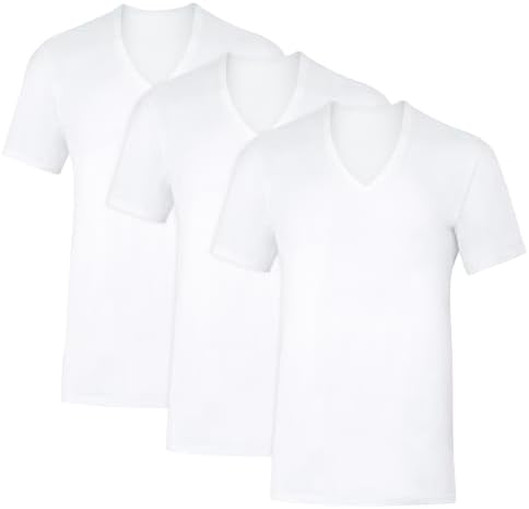 Hanes Men's Sweat Block Undershirt, Underarm Sweat Blocking Tee, White V-Neck T-Shirt, 3-Pack Sweat Block Undershirt, Underarm Sweat Blocking Tee, White V-Neck T-Shirt, 3-Pack (Pack of 3)