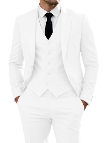 Image of WOMS Men's 3 Piece Suit Slim Fit,Mens Wedding Suit Groom Prom Tuxedo