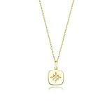 Homxi Collar Cadena Mujer Oro Amarillo 14 Kilates, Cuadrado y Estrella con Diamante, Colgantes de Mujer Oro