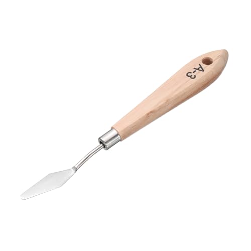 Miniatura 3 de Quarkzman Herramienta De Pintura Con Espátula De Hoja De Acero Inoxidable De 6.69 Pulgadas Con Diseño De Agujero En El Mango De Madera De Haya Para Mezclar Colores De Óleo