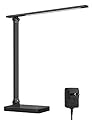 Lepro LED Desk Lamp for Home Office, 9W Metal Touch Control Desk Light, 3 Color Modes 5 Brightness Level, Eye Caring Task Lamp for Reading, Crafts, School Supplies, Puzzle Light, Black