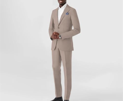 Men Suit Two Piece Jacket and Pants Set with Notched Lapel for Groom Wedding Prom Business Events3